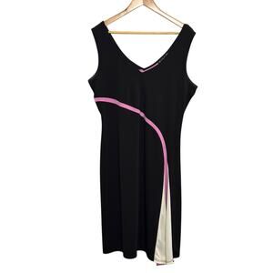 Vintage BCBG Paris Size XL Black and Lavender Asymmetrical Hem Dress